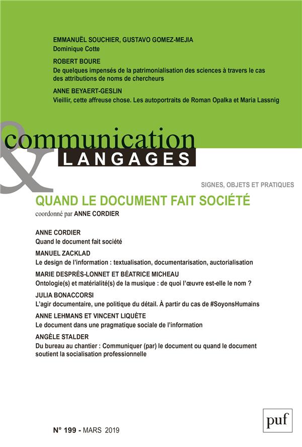 Communication et Langages N°199, 2019