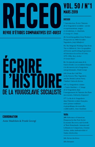Revue d'études comparatives Est-Ouest Volume 50 N° 1, mars 2019 : Ecire l'histoire de la Yougoslavie