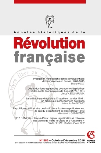 Annales historiques de la Révolution française N° 386, octobre-décembre 2016