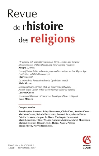 Revue de l'histoire des religions N° 3/2017