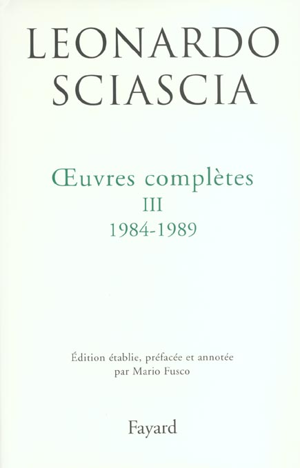 Oeuvres complètes. Tome 3, 1983-1989