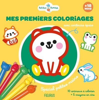 Mes premiers coloriages avec contours épais. 10 animaux à colorier 5 crayons en cire