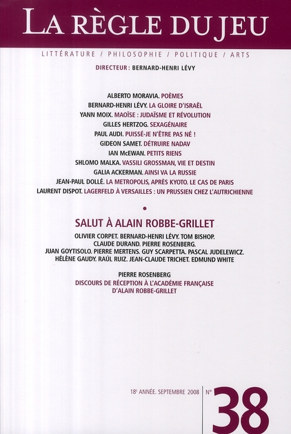 La Règle du jeu N° 38, septembre 2008