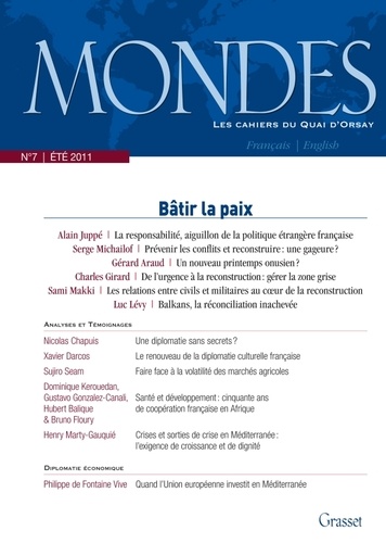Mondes N° 7, Eté 2011 : Bâtir la paix