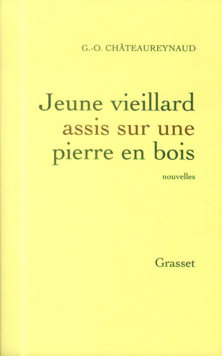 Jeune vieillard assis sur une pierre en bois