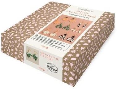 Bijoux en pâte polymère. Coffret avec 4 paquets de pâte polymère, 6 emporte-pièces, 3 paires de bouc