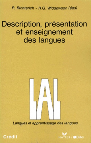 DESCRIPTION, PRESENTATION ET ENSEIGNEMENT DES LANGUES. Actes du Colloque de Berne 1980