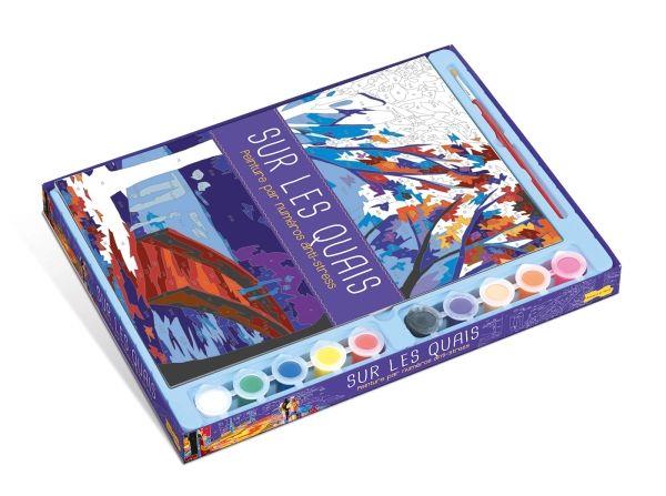 Sur les quais : peinture par numéros anti-stress. Avec 10 godets de peinture acrylique et 1 pinceau