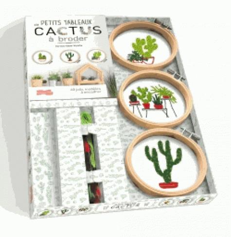 Petits tableaux de cactus à broder. Avec 3 tambours à broder, 3 échevettes de fil et 1 aiguille à br