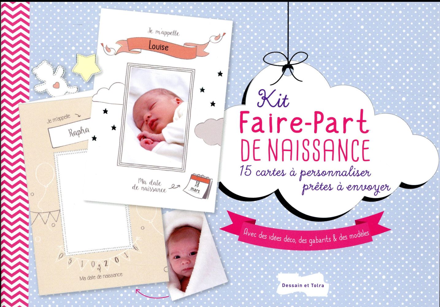 Kit faire-part de naissance. 15 cartes à personnaliser prêtes à envoyer