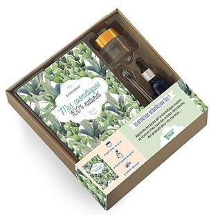 Mes cosmétiques 100 % naturels. Avec 1 pot en verre, 1 flacon en verre et 5 cuillères en métal