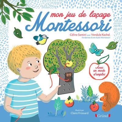 Mon jeu de laçage Montessori. Avec 1 arbre, 10 pièces à lacer et 4 lacets de couleur