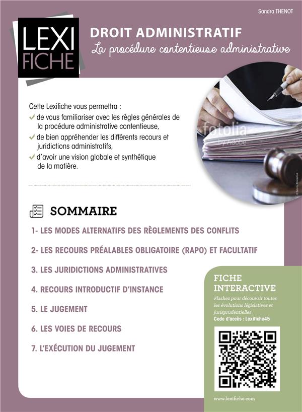 Droit administratif. Procédure administrative contentieuse