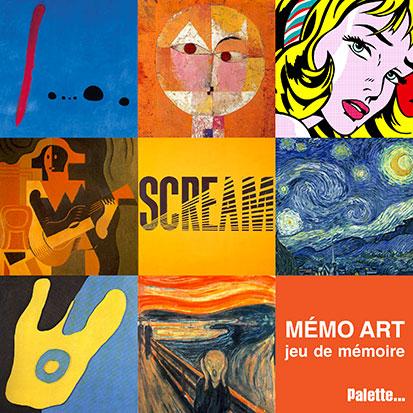 Mémo art. Boîte de jeu de 72 cartes livret