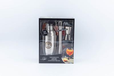 Mon bar à cocktails avec et sans alcool. Avec 1 shaker en inox de 400 ml, 1 pilon en inox, 1 doseur