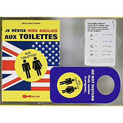 Je révise mon anglais aux toilettes. Avec un door hanger et un jeu de cartes