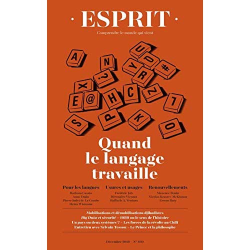 Esprit N° 460,décembre 2019 : Quand le langage travaille