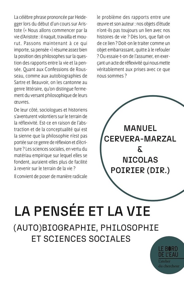 La pensée et la vie. (Auto)biographie, philosophie et sciences sociales