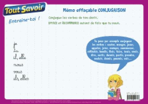 Memo effaçable conjugaison CM1-CM2