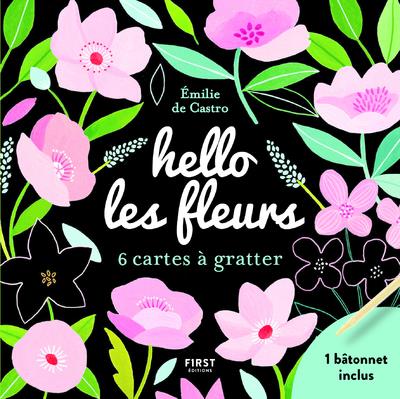 Hello les fleurs. 6 cartes à gratter et 1 bâtonnet inclus