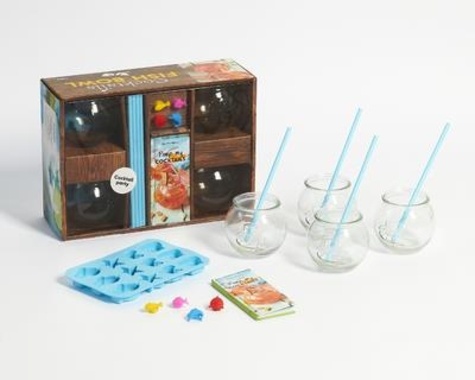 Coffret Cocktails fish bowl. Avec 4 aquariums à cocktails, 4 pailles, 1 moule à glaçons aux formes o