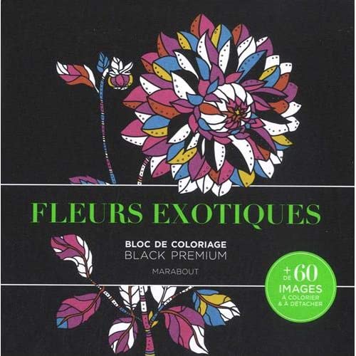 Fleurs exotiques. Bloc de coloriage Black Premium