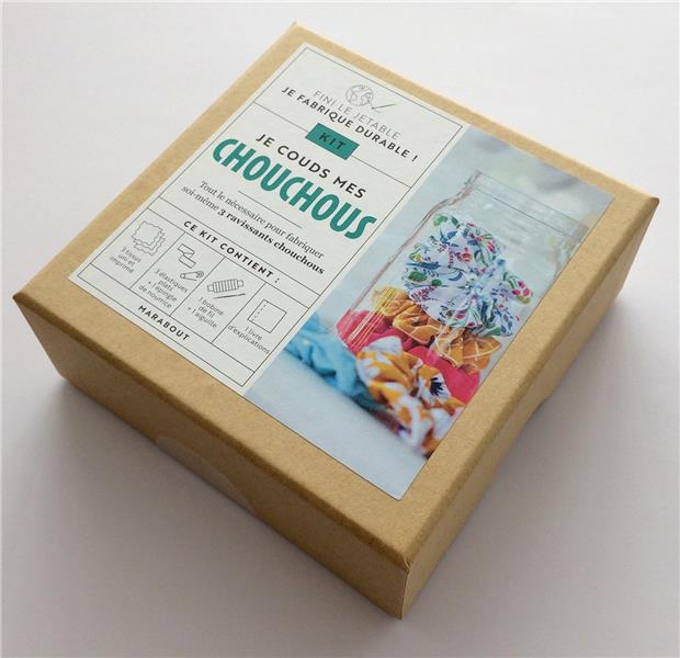 Kit Fini le jetable, je fabrique durable ! Je couds mes chouchous. Le livre d'explications avec 3 ti