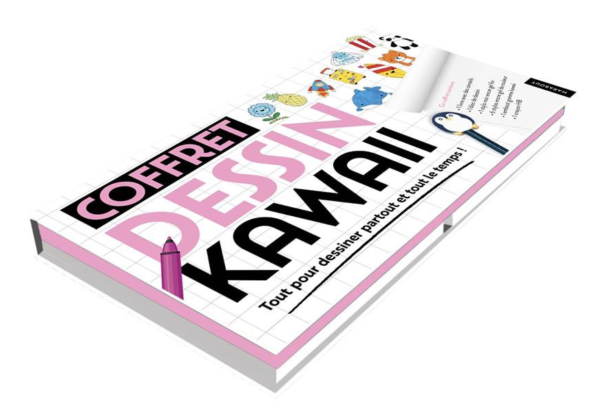 Coffret Dessin Kawaii. Tout pour dessiner partout et tout le temps ! Avec 1 livre avec des conseils,