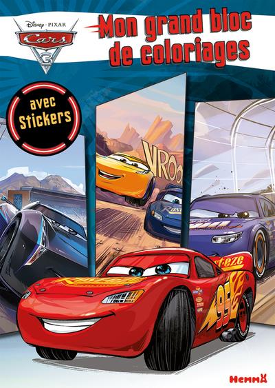 Mon grand bloc de coloriages avec stickers Cars 3
