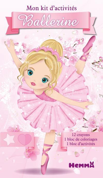 Mon kit d'activités Ballerines. 12 crayons de couleur, 1 bloc de jeux, 1 bloc de coloriages