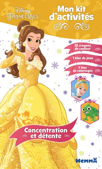 Mon kit d'activités Disney princesses. Concentration et détente. 12 crayons de couleur, 1 bloc de je