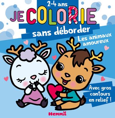 Je colorie sans déborder les animaux amoureux. Avec gros contours en relief !