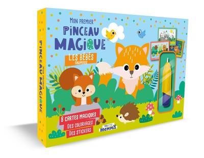Mon premier pinceau magique Les bébés animaux. Coffret avec 8 cartes magiques, des coloriages, des s