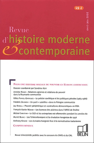 Revue d'histoire moderne et contemporaine/492/Pour une histoire sociale du pouvoir en Europe communi