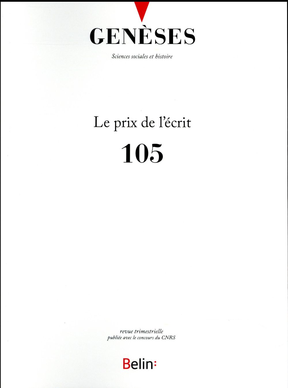 Genèses N° 105 : Le prix de l'écrit