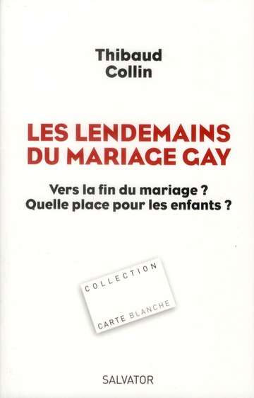 Les lendemains du mariage gay. Vers la fin du mariage ? Quelle place pour les enfants ?