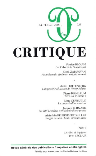 Critique N° 725, Octobre 2007