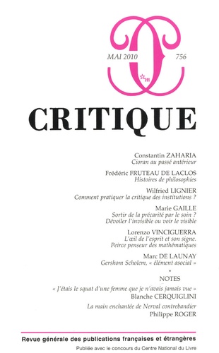 Critique N° 756, Tome 66, Mai 2010