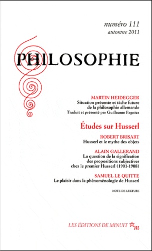 Philosophie N° 111, Automne 2011 : Etudes sur Husserl