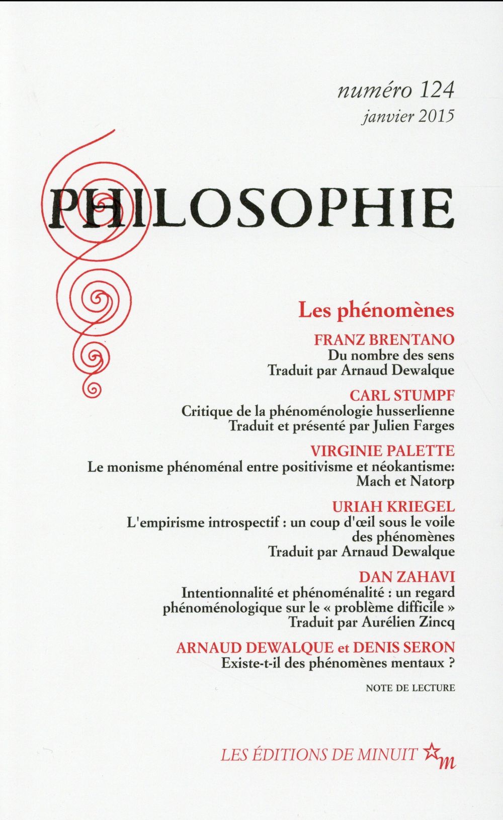 Philosophie N° 124, Janvier 2015 : Les phénomènes