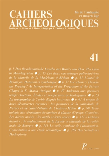 Cahiers archéologiques N° 41/1993