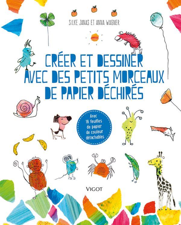 Créer et dessiner avec des petits morceaux de papier déchirés. Avec 16 feuilles de papier de couleur