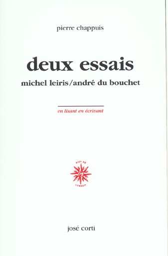 Deux essais - Michel Leiris / André du Bouchet