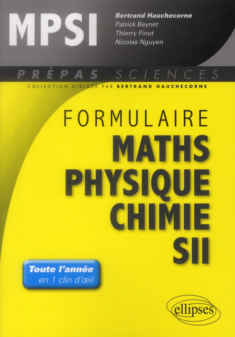 Formulaire MPSI mathématiques physique-chimie SII