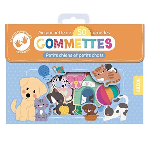 MA POCHETTE DE 50 GRANDES GOMMETTES - PETITS CHIENS ET PETITS CHATS