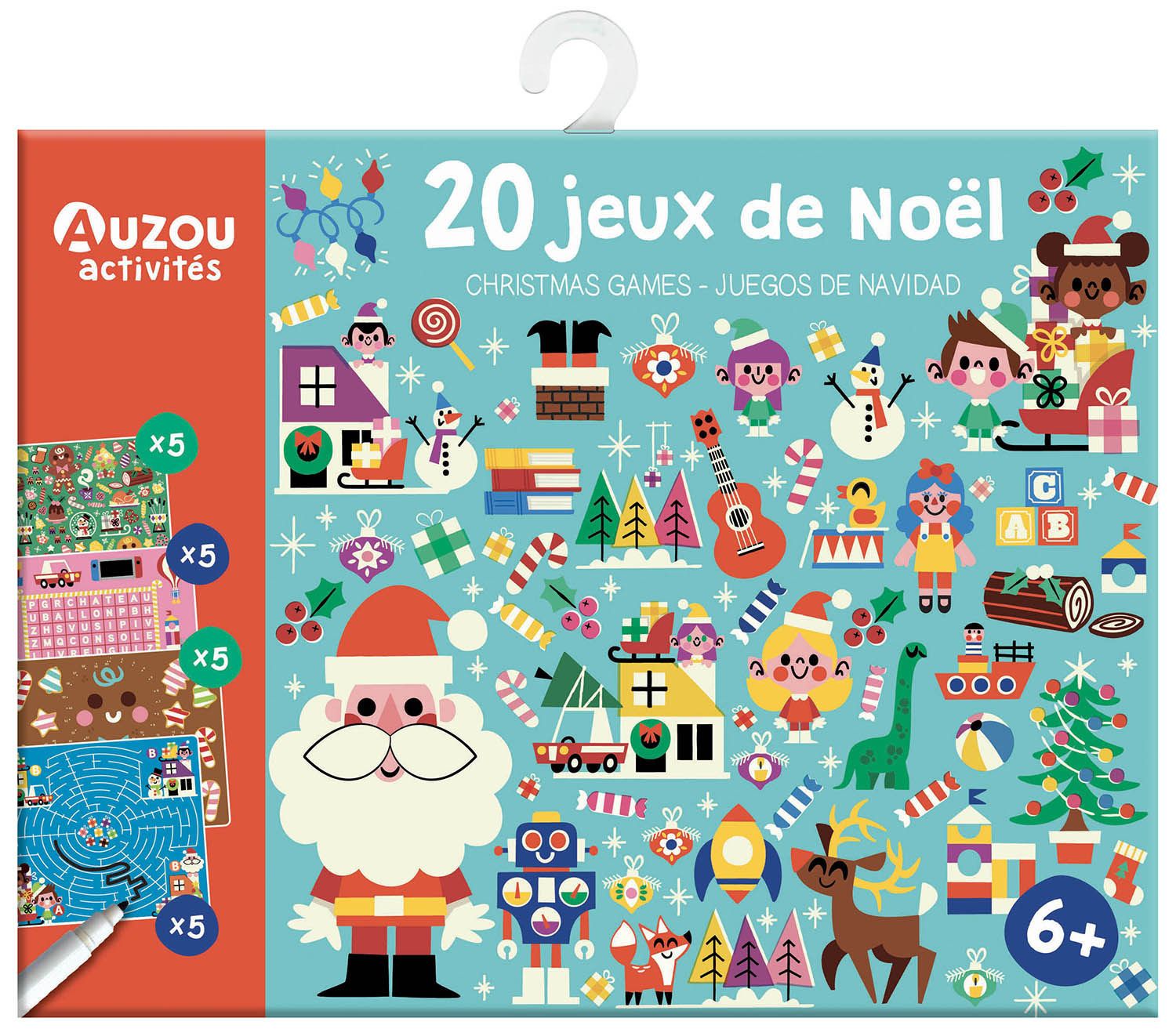 20 jeux de Noël. Avec 1 feutre effaçable