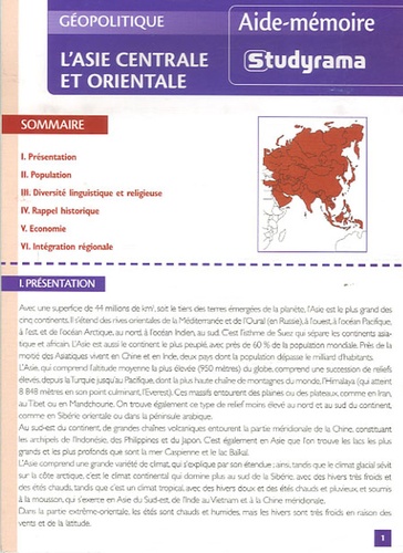 L'Asie centrale et orientale