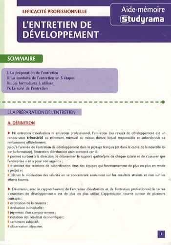 L'entretien de développement