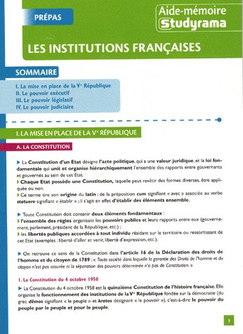Les institutions françaises