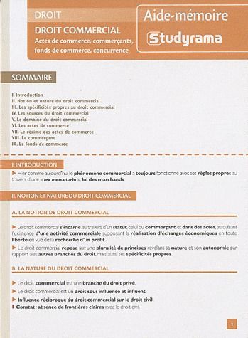 Droit commercial. Actes de commerce, commerçants, fonds de commerce, concurrence